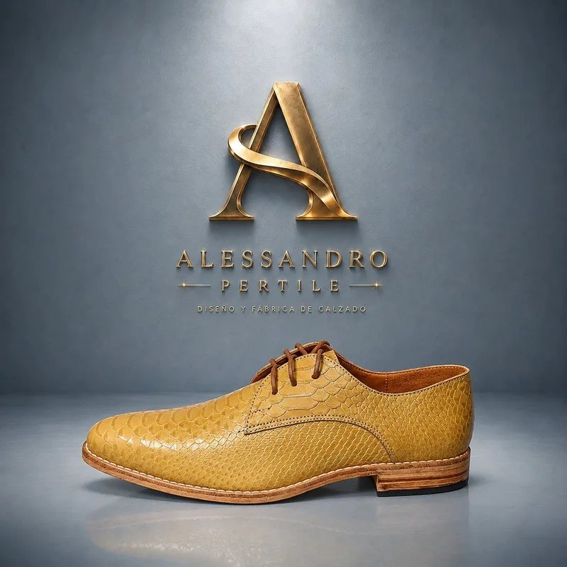 Zapato cuero mostaza reptil